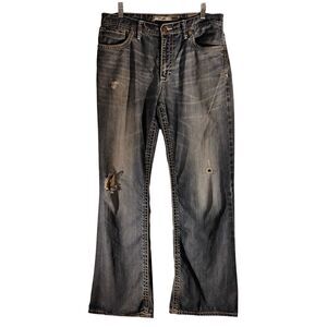 BKE Buckle jeans mens 33R 33x32 blue denim boot cut BMX0461 TYLER distressed